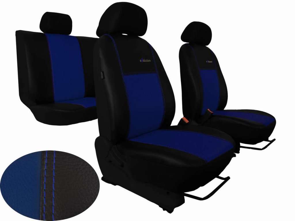 Automega Autopotahy Peugeot Boxer II, 3 místa, stolek, kožené EXCLUSIVE, modré