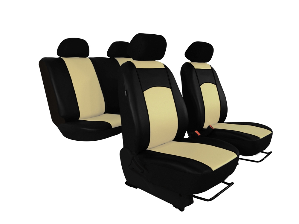 Automega Autopotahy Škoda Fabia II, kožené Tuning černobéžové, dělené zadní sedadla