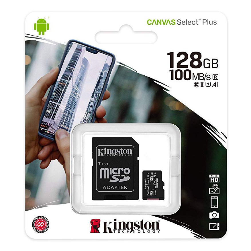 KINGSTON karta 128GB micro A1 CL10 100 + SD adaptér