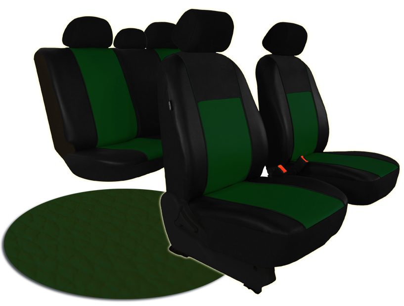 Automega Autopotahy VOLKSWAGEN POLO V, dělená zadní sedadla, od r. v. 2009, kožené PELLE zelené