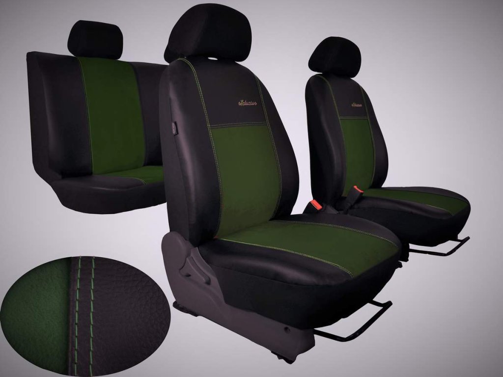 Automega Autopotahy FIAT DUCATO II, 3 místa, stolek, EXCLUSIVE kožené s alcantarou, zelené