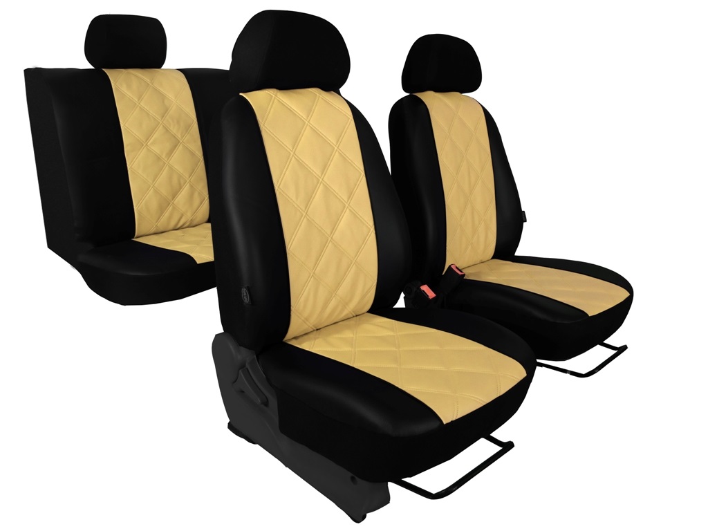 Automega Autopotahy Škoda Octavia I, kožené EMBOSSY, dělené zadní sedadla, béžové