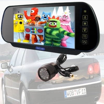 AUTIO LCD do auta ve zpětném zrcátku 7" palců + Couvací kamera c101 s nočním viděním