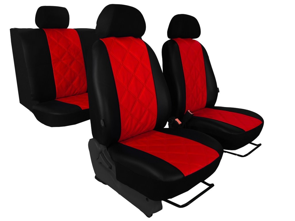 Automega Autopotahy Škoda Octavia I, kožené EMBOSSY, dělené zadní sedadla, červené