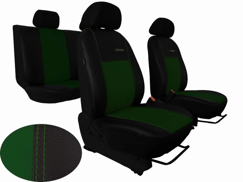 Automega Autopotahy VOLKSWAGEN POLO V, dělená zadní sedadla, od r. v. 2009, EXCLUSIVE kůže zelené