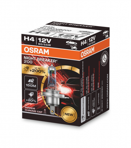 Autožárovka Osram H4 NIGHT BREAKER 200 (+200% 1ks)