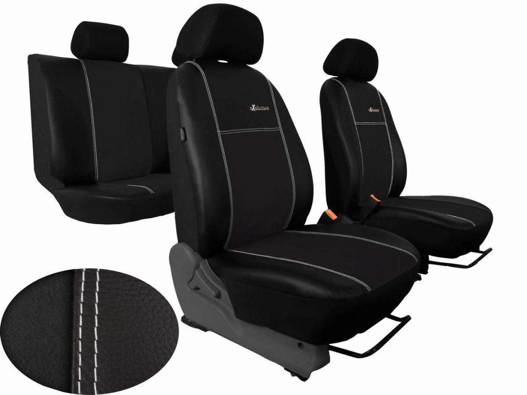 Automega Autopotahy Peugeot Boxer II, 3 místa, stolek, EXCLUSIVE kožené s alcantarou, černé