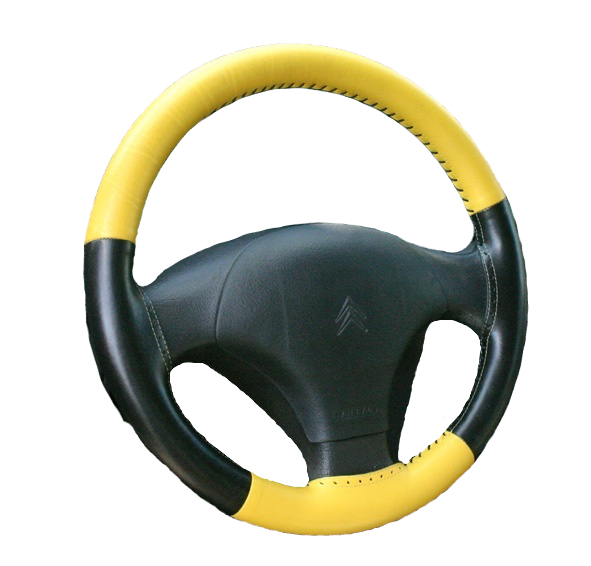 Kožený potah volantu Maria Cavallo žluto/černý ( 37-39 cm)